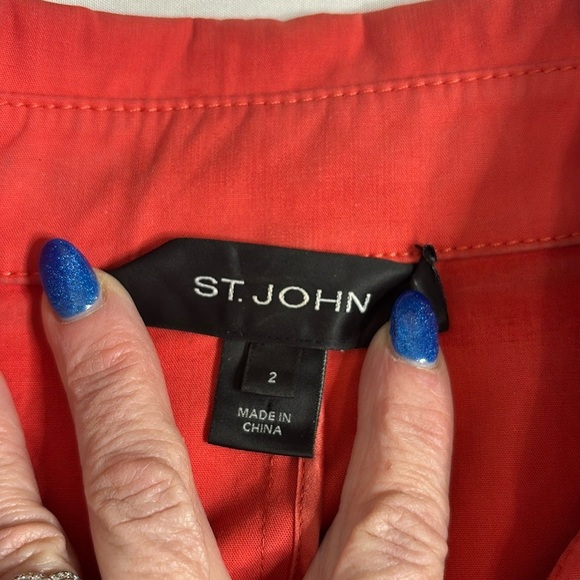 ST JOHN Double Breasted Trench Coat with Hammered Silver Buttons - Picture 12 of 12